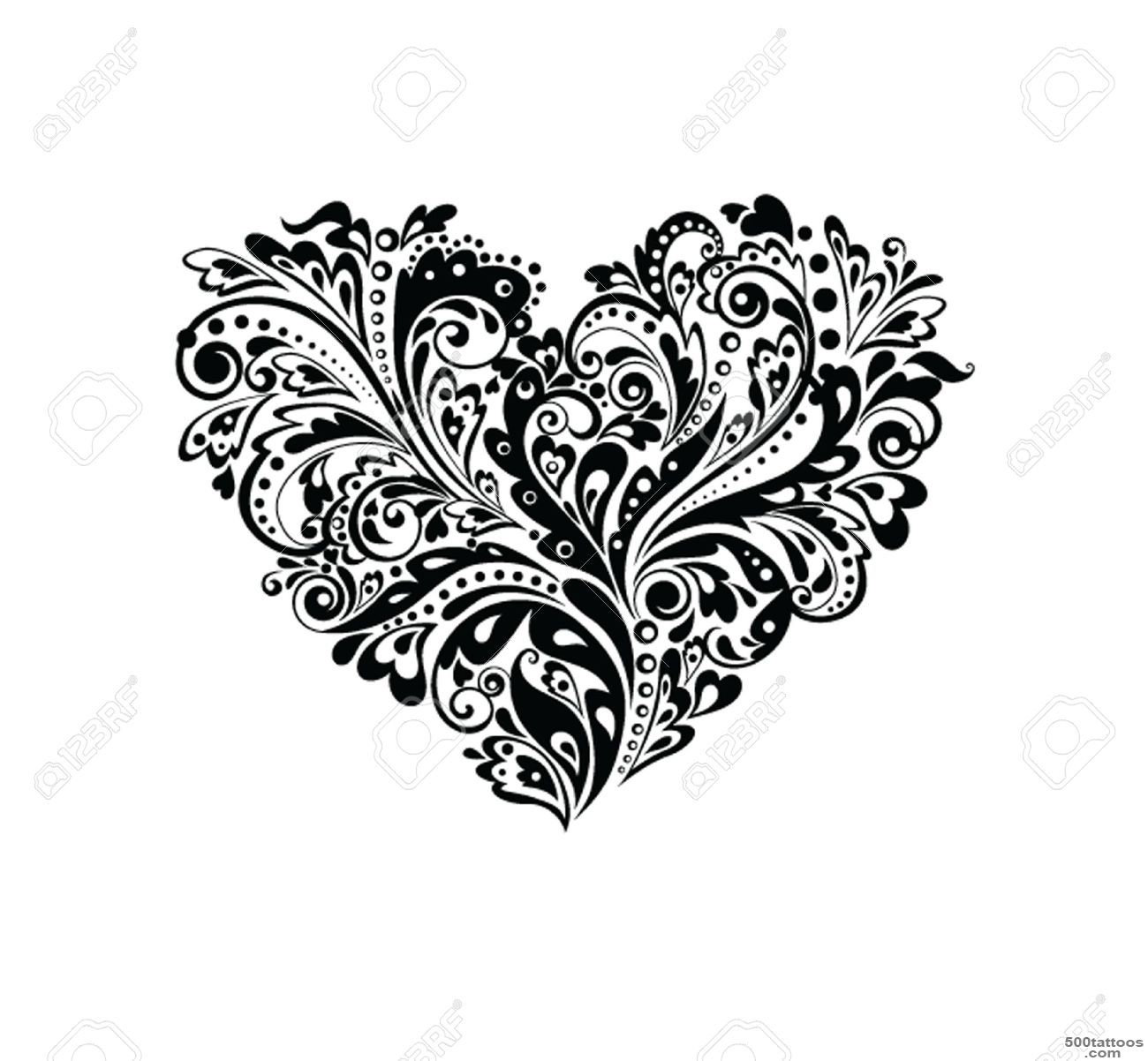 Heart And Flowers Tattoo Stock Photos Images, Royalty Free Heart ..._4