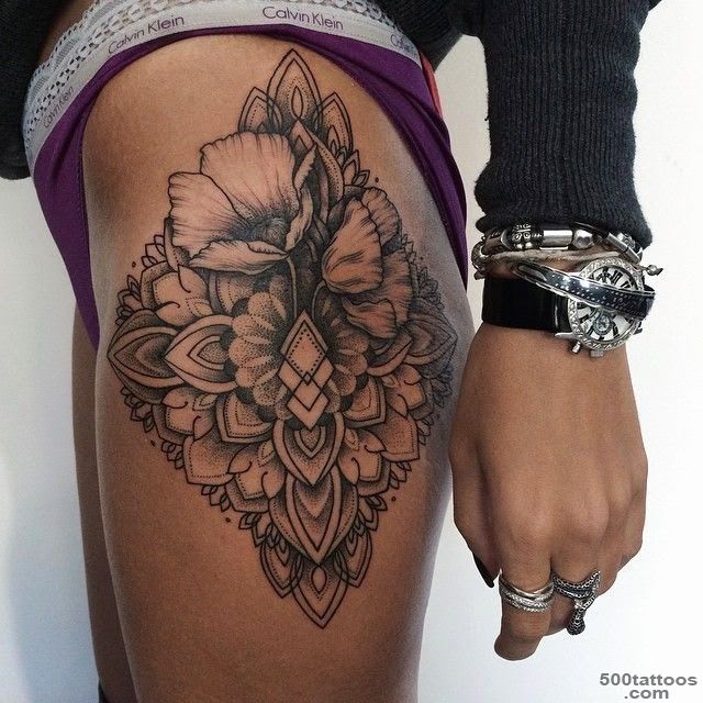 Xmas Flower Decorative Tattoo On Hot Girl Thigh « Viral Tattoo ..._41
