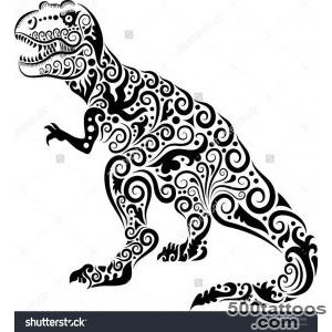 Dinosaur Decorative Ornament Animal Drawing With Floral Ornament _23
