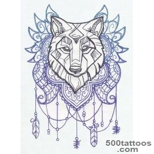 Wolf Totem Embroidered Decorative Linen by EmbroideredbySue _27