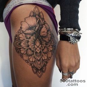 Xmas Flower Decorative Tattoo On Hot Girl Thigh « Viral Tattoo _41