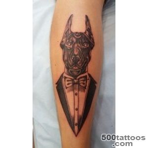 Tattoo - Doberman on the leg ( calf ) style BlackampGrey Master _ 49