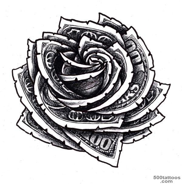 Hundred Dollar Bill Rose Floral Tattoo Design  Tat tat tat it up ..._3