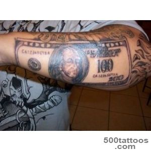 Black 100 Dollar Tattoo On Left Forearm_11