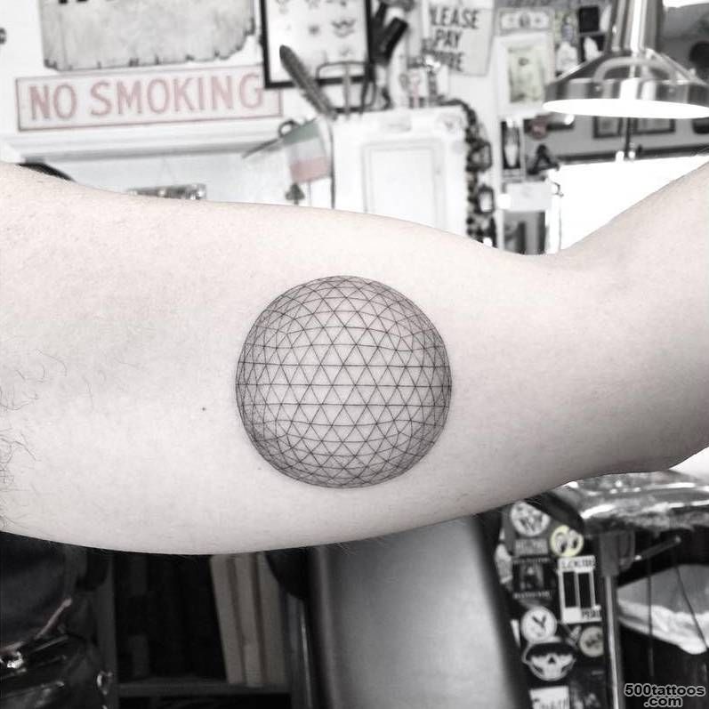 Fine line style geodesic dome tattoo on the left inner_12