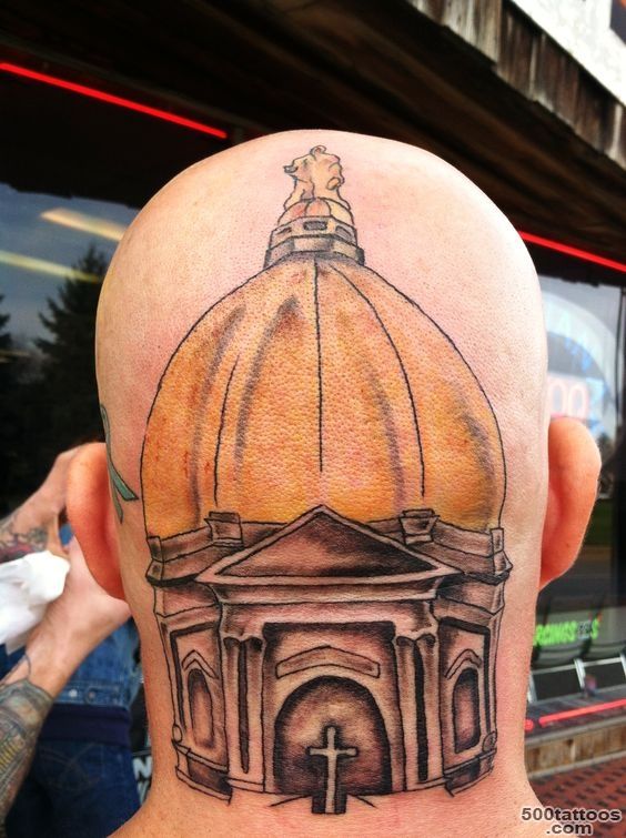 Now this is a real Notre Dame Fan !!! Golden Dome Tattoo... Like ..._20