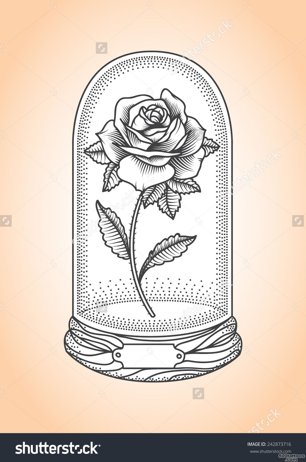 Rose Under A Glass Dome. Tattoo Style Drawing. Stock Vector ..._23