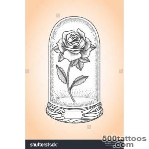 Rose Under A Glass Dome Tattoo Style Drawing Stock Vector _23