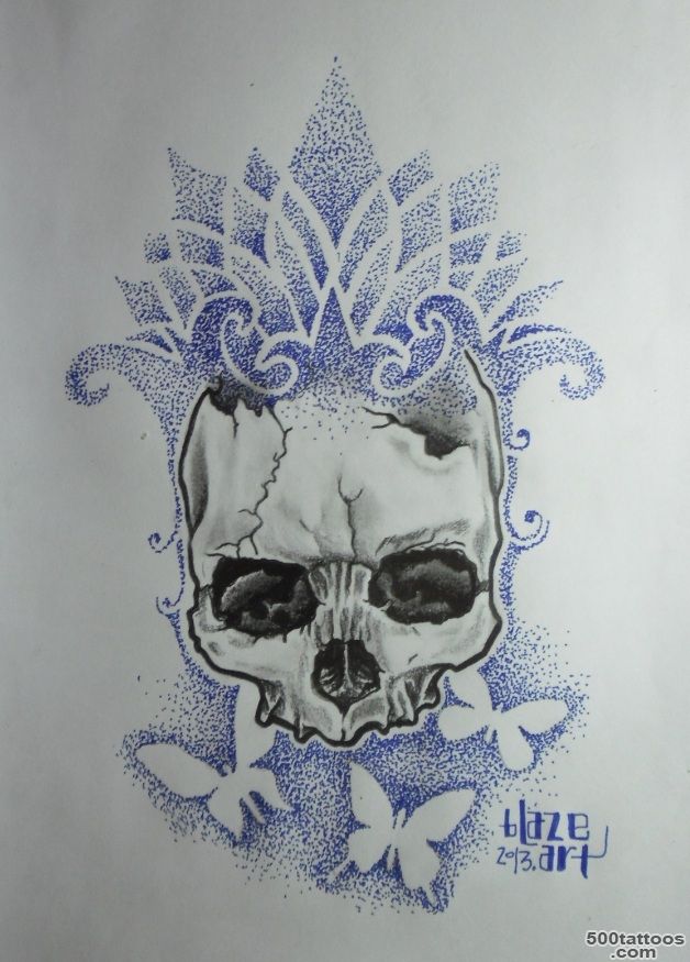 Dot with realistic skull, tattoo design by Blaze Art  Tattoo.com_23