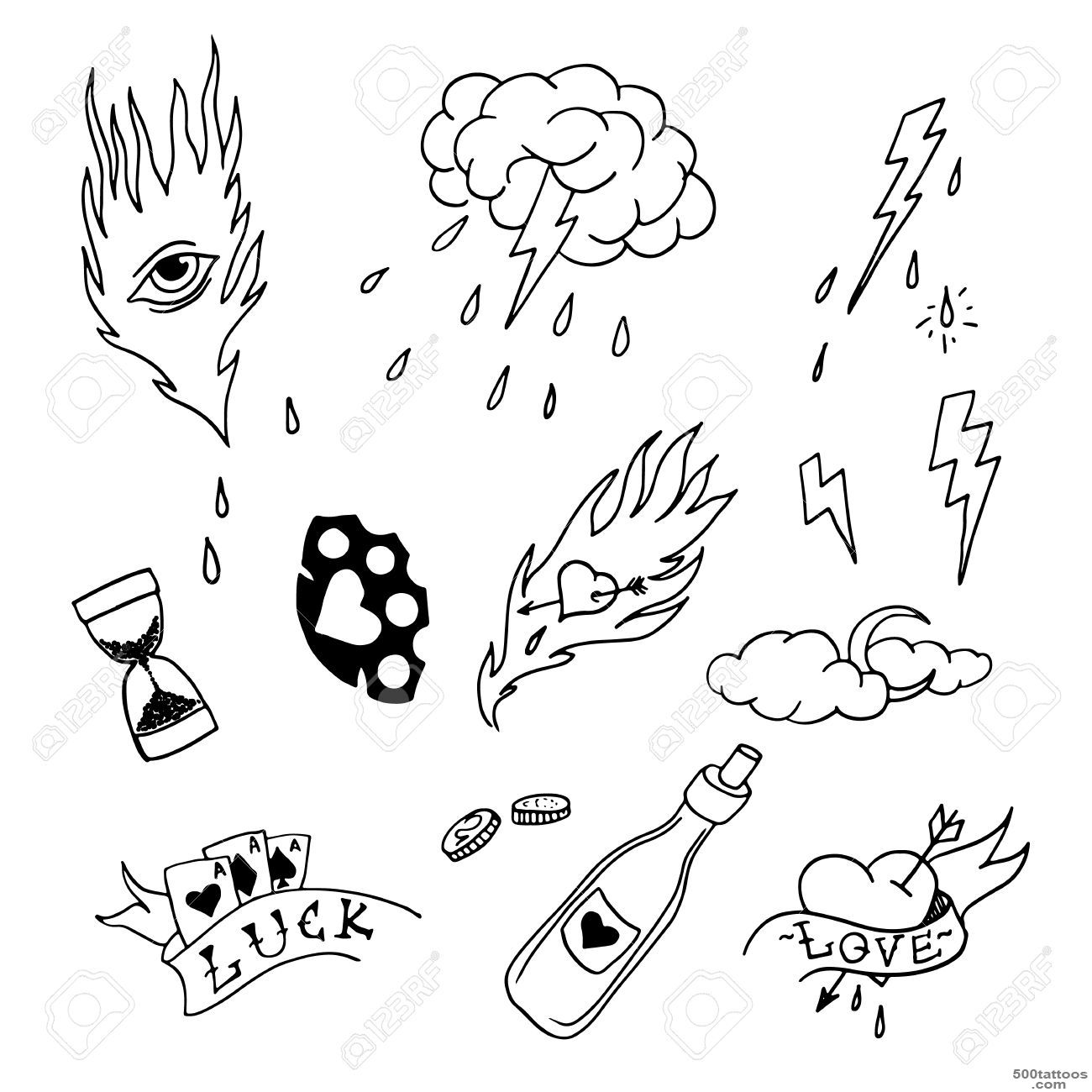 Drawn tattoo in striking abstract style on the back