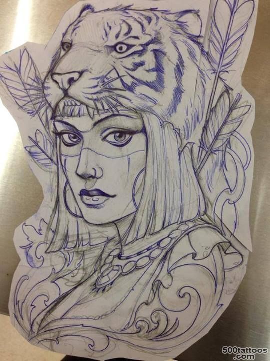 Drawn tattoo in bold geometric style on the neck