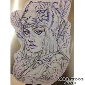 Drawn tattoo in bold geometric style on the neck