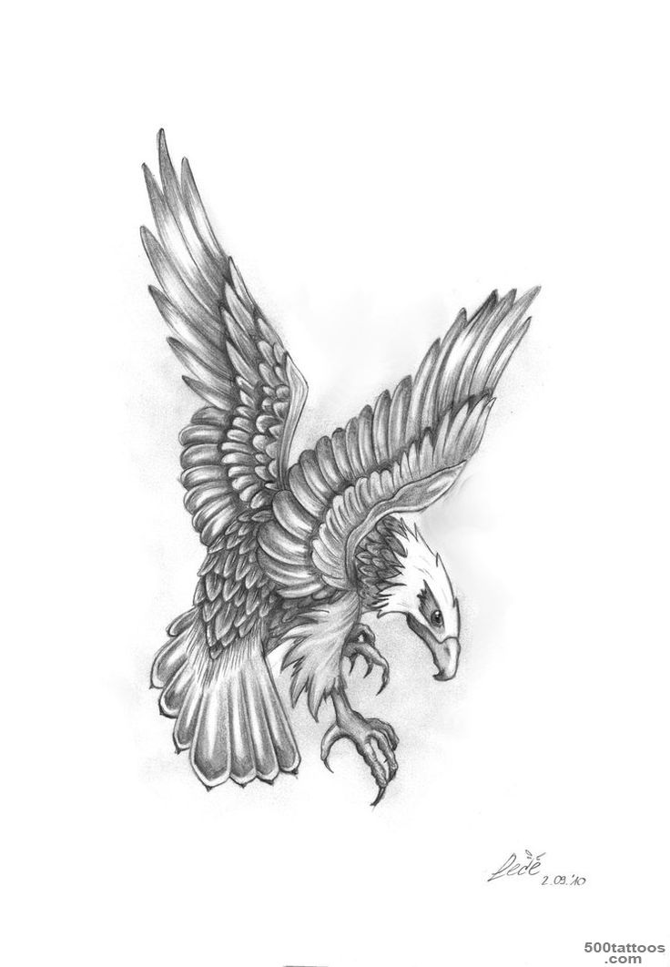 Grey Ink Flying Eagle Tattoo Design  Eagle Tattoos, Eagles and ..._10