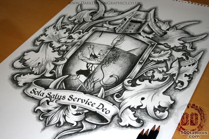 Family Coat Of Arms Tattoo Design   Dark Design Graphics  Graphic ..._22