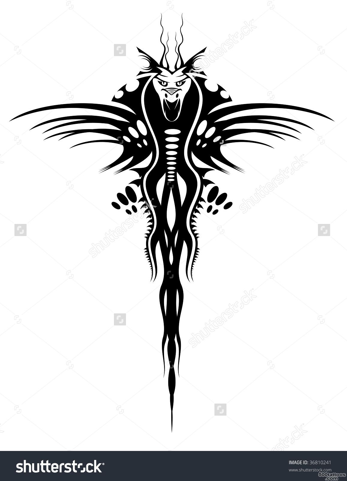 Tattoo Of Black Dragon   Abstract Emblem. Vector Version Also ..._30