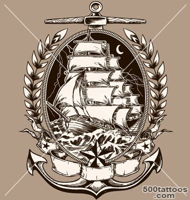 Tattoo style pirate ship in crest vector by krookedeye   Image ..._14