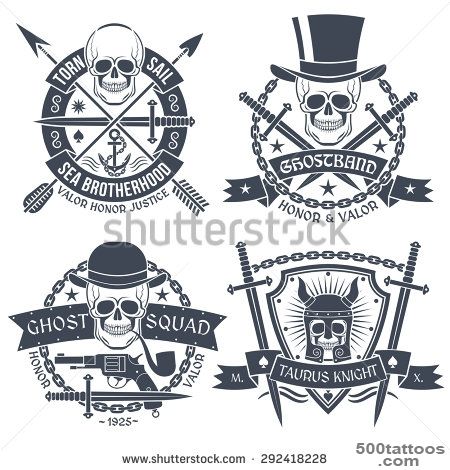 Vintage Emblem With Skull, Well Suited As Tattoos, T Shirt. Text ..._42