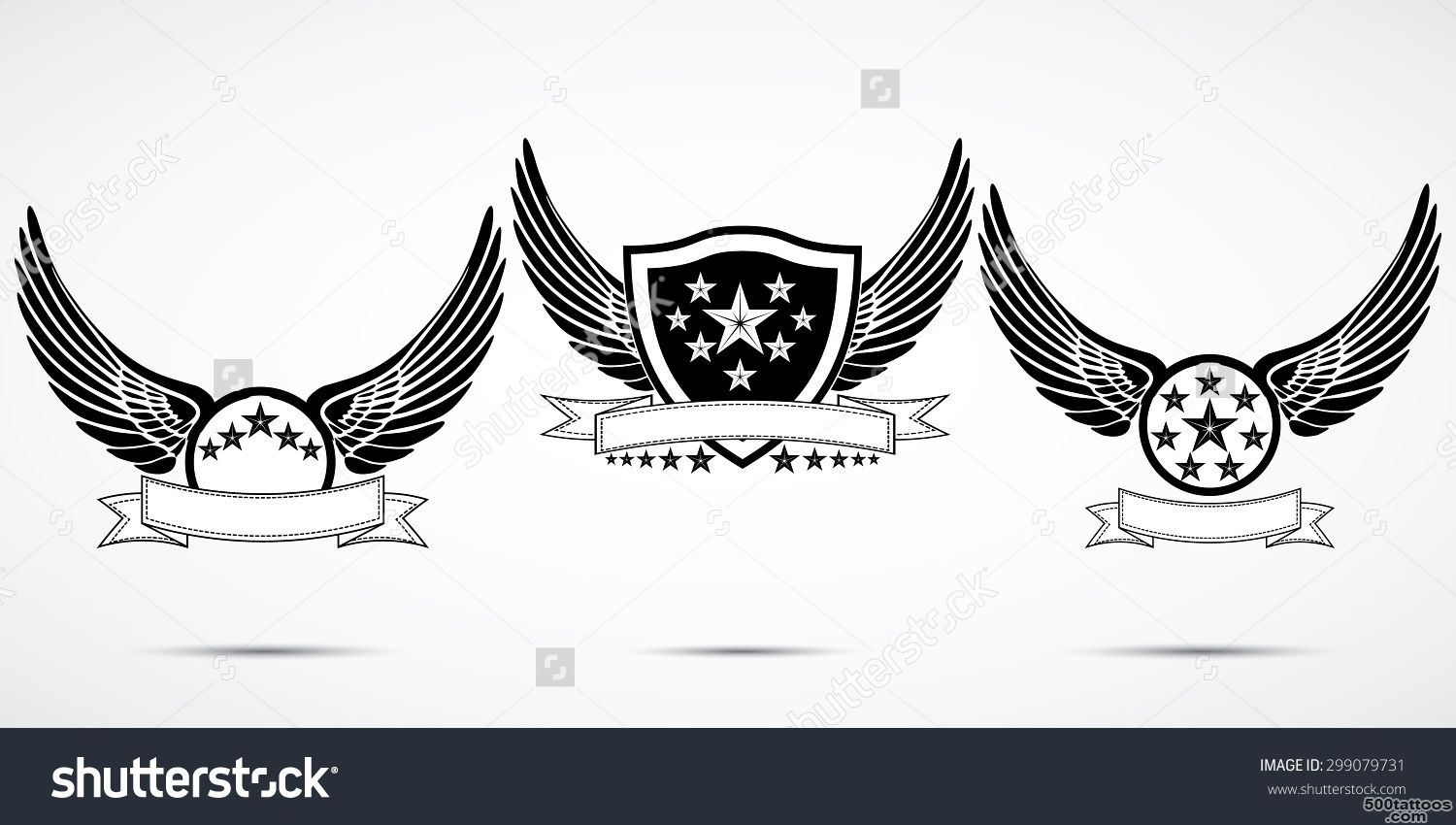 Wing Abstract Emblem Set, Logo Template, Badge Label, Icon, Tattoo ..._32