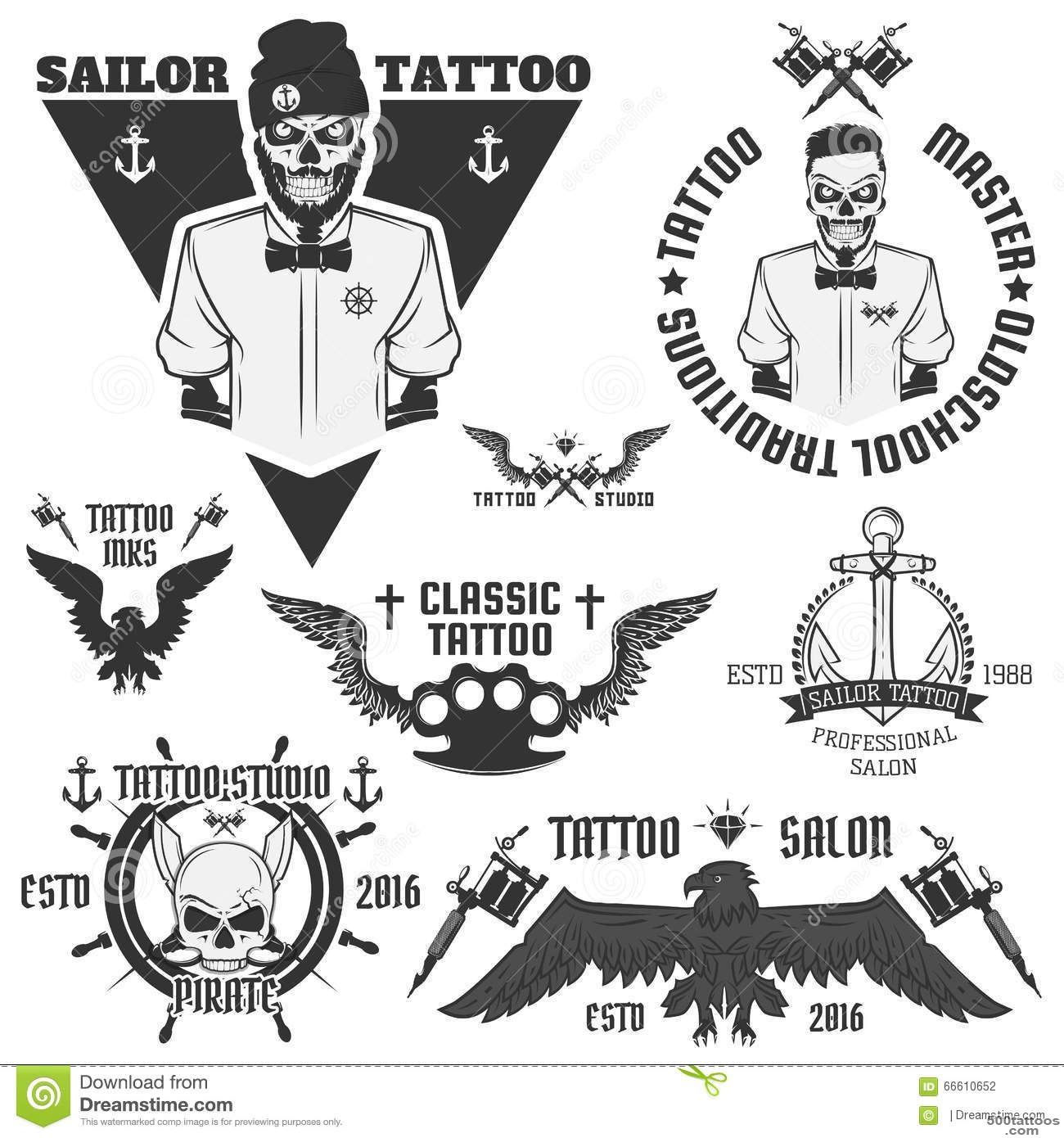 Set of emblems tattoo , tattoo machines and elements ..._ 34
