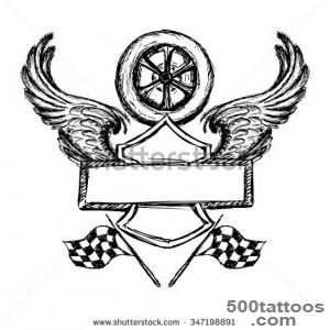 Biker Tattoo Or Emblem , Hand Drawn Design Elements Illustration _11