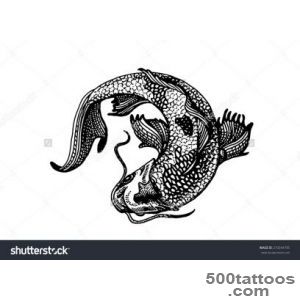Tattoo Or Emblem Style Koi Fish Curled Stock Vector Illustration _28