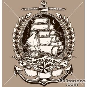 Tattoo style pirate ship in crest vector by krookedeye   Image _14