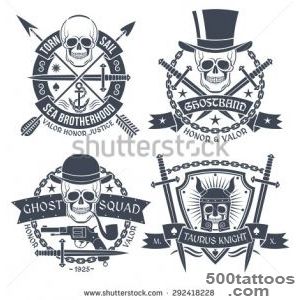 Vintage Emblem With Skull, Well Suited As Tattoos, T Shirt Text _42