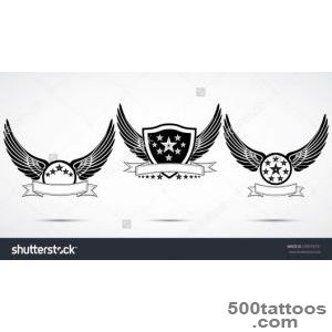 Wing Abstract Emblem Set, Logo Template, Badge Label, Icon, Tattoo _32