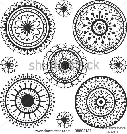 Set Ethnic Tattoos With Floral Elements Stock Vector Illustration ..._8