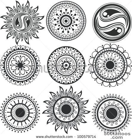 Tattoo, The Mandala. A Set Of Ethnic Tattoos And Mandalas ..._7