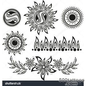 Set Ethnic Tattoos With Floral Elements Stock Photo 97294847 _16