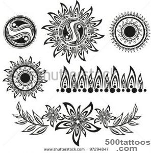 Set Ethnic Tattoos With Floral Elements Stock Photo 97294847 _36