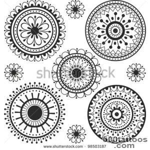 Set Ethnic Tattoos With Floral Elements Stock Vector Illustration _8