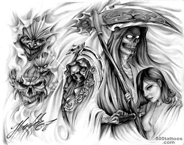 Grim Reaper And Evil Tattoo Design_10