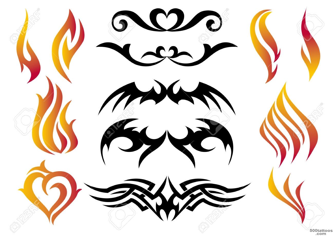 Fire Tattoo Set, Vector Royalty Free Cliparts, Vectors, And Stock ..._5