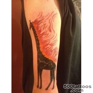 Black ink giraffe with fire tattoo   Tattooimagesbiz_34