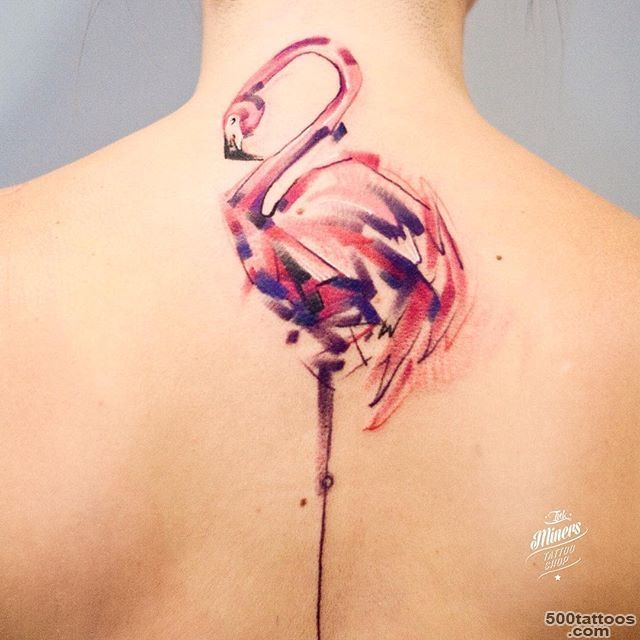 Amazing Watercolor Flamingo Tattoo On Forearm_2