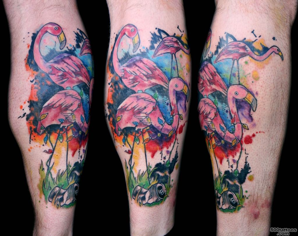 watercolor lawn flamingo tattoo  I tattoo at Tattoo Boogalo…  Flickr_47