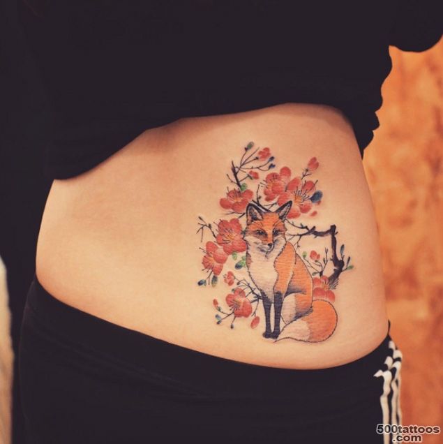 Cherry Blossom Fox Tattoo by Grain   TattooBlend_44