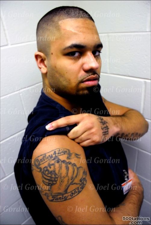 Prison inmate with gang tattoo, NETA Never Ever Toteratate Abuse ..._44