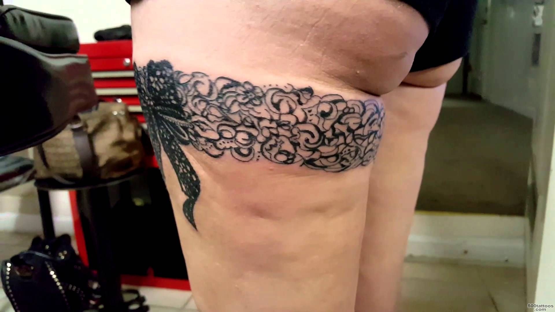 Garter tattoo by Walt Dizal   YouTube_11