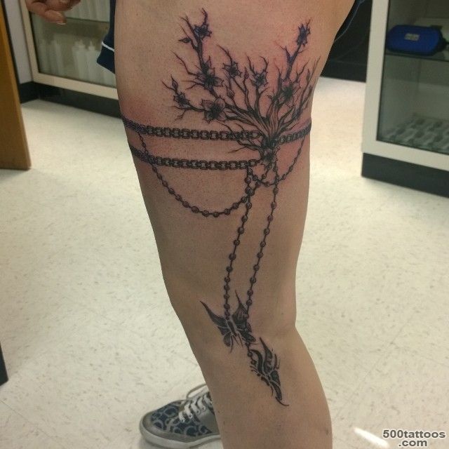 I finished this garter belt tattoo with cherry blossoms ..._46