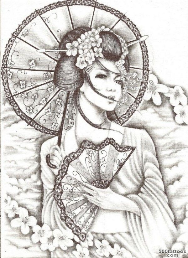 52 Japanese Geisha Tattoo Designs and Drawings with Images ..._15