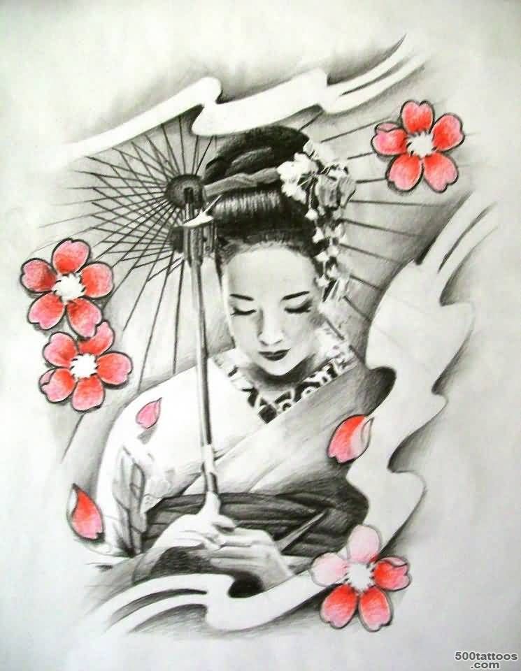 Geisha Tattoo – Geisha n Cherry Blossom Tree Tattoo On Upper Back ..._18