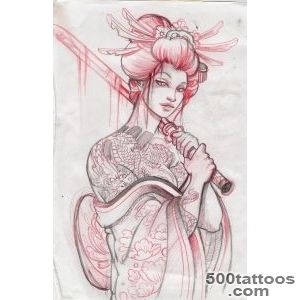 52 Japanese Geisha Tattoo Designs and Drawings with Images _13