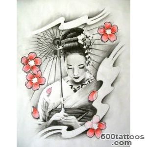 Geisha Tattoo – Geisha n Cherry Blossom Tree Tattoo On Upper Back _18