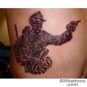 World war 2 themed uncolored German soldier tattoo on hip _30