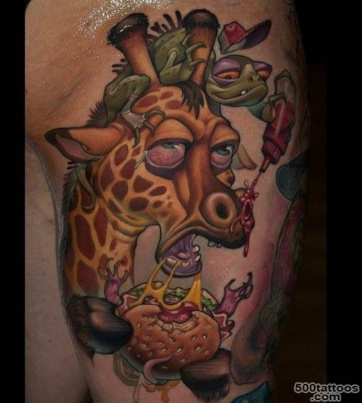 Insane Giraffe Tattoo New School  Best Tattoo Ideas Gallery_18