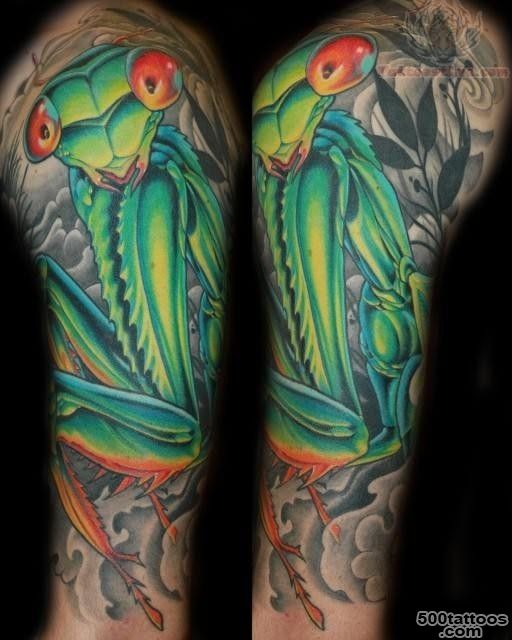Giant green grasshopper half sleeve tattoo   Tattoo.pm_37
