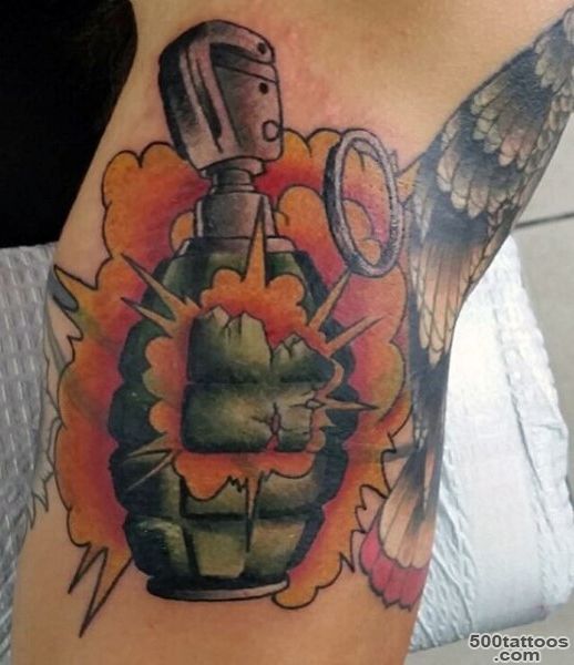 50 Grenade Tattoo Designs For Men   Explosive Ink Ideas_9